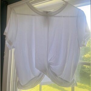 Cropped white tee with knot